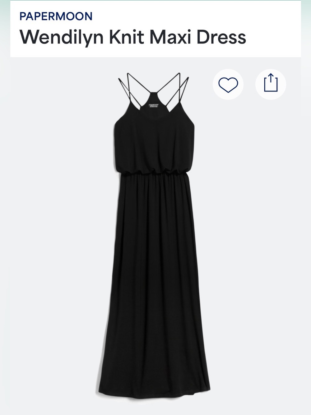 LIKE NEW! Papermoon Wendilyn Black Strappy Knit Maxi Dress